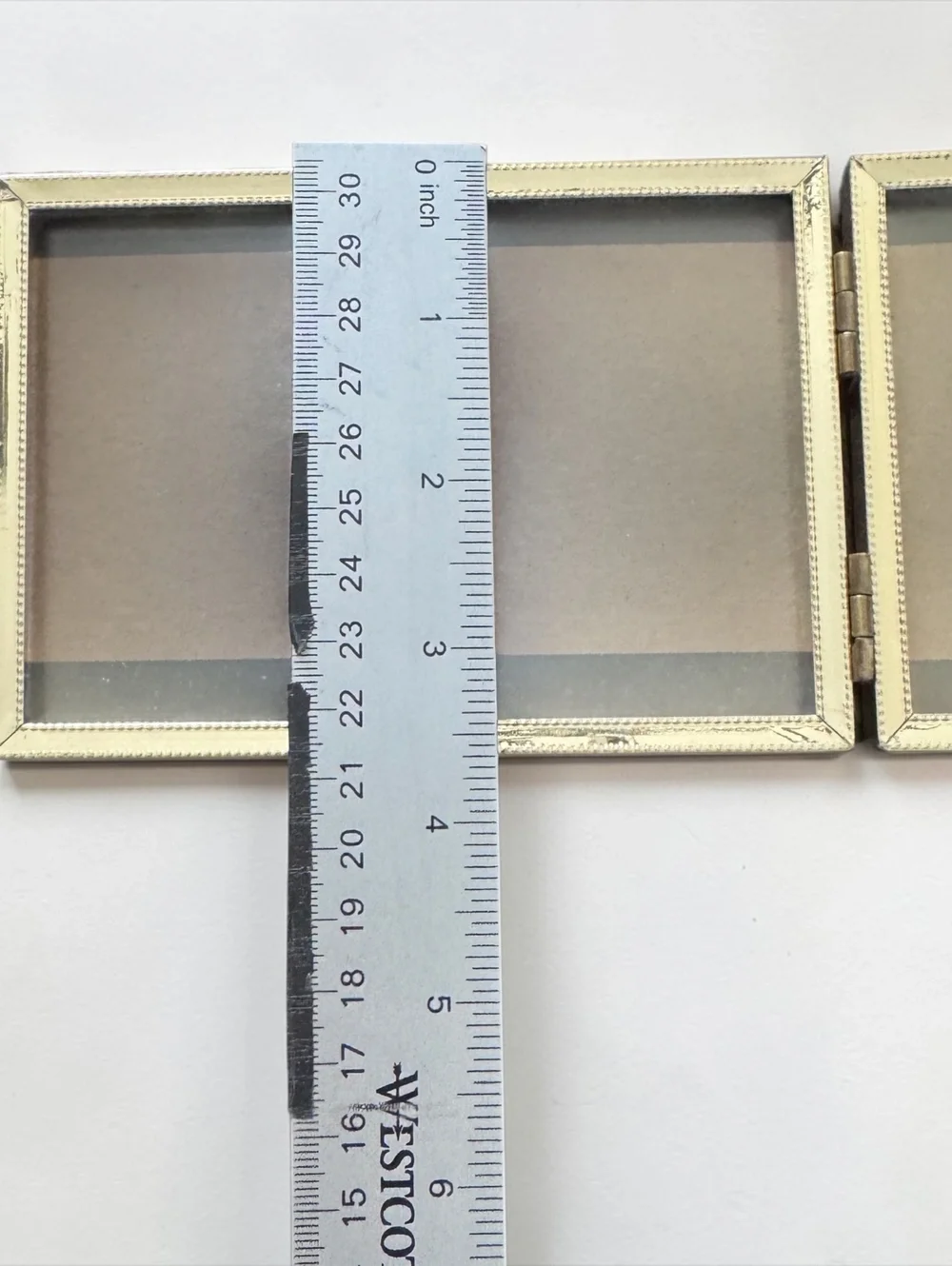 Vintage Hinged Double Picture Frame Gold Tone Ornate Folding Tabletop 3x5 Photos